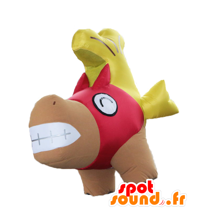 マスコットシャチウマくん、騎手と茶色と赤の馬-MASFR25463-日本のゆるキャラマスコット マスコットシャチウマくん、騎手と茶色と赤の馬-MASFR25463-日本のゆるキャラマスコット