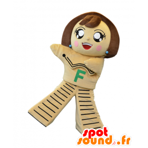Mascotte de Megami-chan, de pom-pom girl, de poupée beige - MASFR25465 - Mascottes Yuru-Chara Japonaises