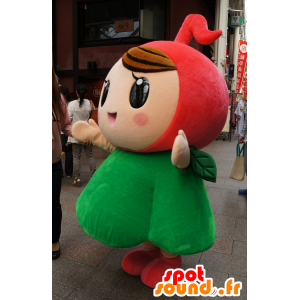 Girl mascot, red and green flower, very cute - MASFR25469 - Yuru-Chara Japanese mascots