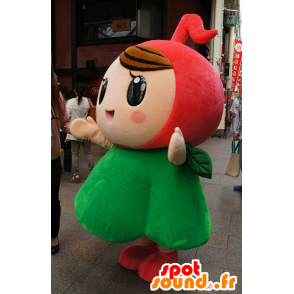 Tyttö maskotti, punainen ja vihreä kukka, erittäin söpö - MASFR25469 - Mascottes Yuru-Chara Japonaises