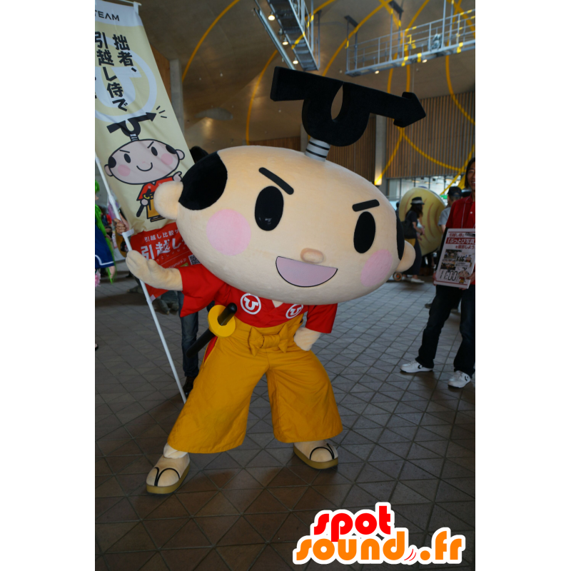 Mascotte asiatico, un uomo vestito di rosso e giallo - MASFR25470 - Yuru-Chara mascotte giapponese