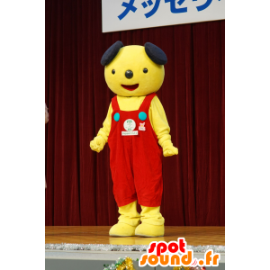 Mascot yellow and black dog with a red jumpsuit - MASFR25471 - Yuru-Chara Japanese mascots