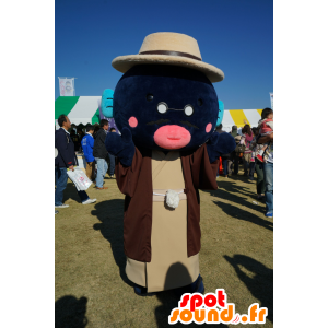 Mascot obr mol, černá, oblečený v hnědé - MASFR25472 - Yuru-Chara japonské Maskoti