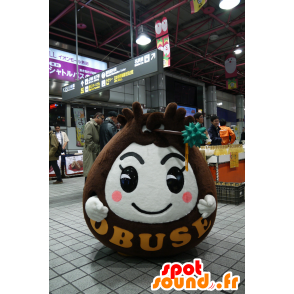 Maskot alle runde, brune og hvite mann - MASFR25477 - Yuru-Chara japanske Mascots