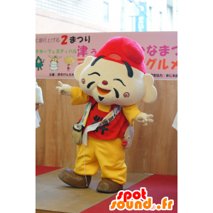 Mascot asiatisk, japansk hund kledd i rødt og gult - MASFR25478 - Yuru-Chara japanske Mascots