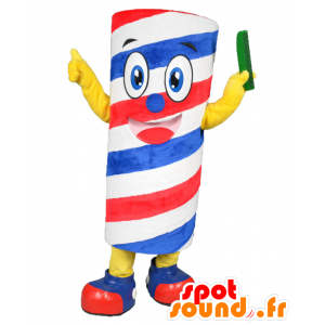 Barber-kun mascotte, bigodino colorato, bianco, rosso e blu - MASFR25479 - Yuru-Chara mascotte giapponese