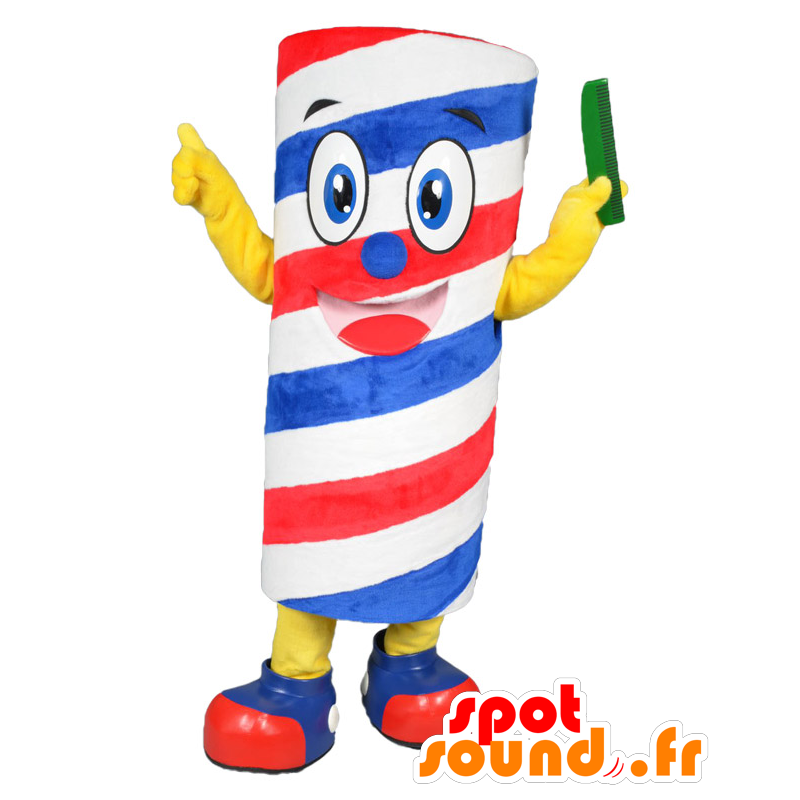 Barber-kun mascotte, bigodino colorato, bianco, rosso e blu - MASFR25479 - Yuru-Chara mascotte giapponese