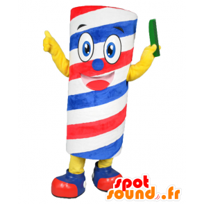 Mascotte de Barber-kun, de bigoudi coloré, blanc, rouge et bleu - MASFR25479 - Mascottes Yuru-Chara Japonaises