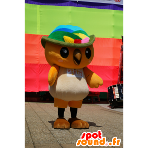 Mascot orange and white bird with a hat - MASFR25480 - Yuru-Chara Japanese mascots