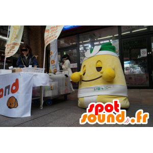 Mascot Ina PPi, gran hombre amarillo, sumo, con un engobe blanco - MASFR25482 - Yuru-Chara mascotas japonesas