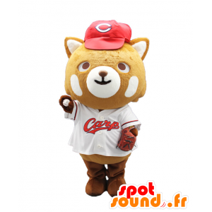 Mascotte d'Hiro-kun, renard orange et blanc, en tenue de sport - MASFR25483 - Mascottes Yuru-Chara Japonaises