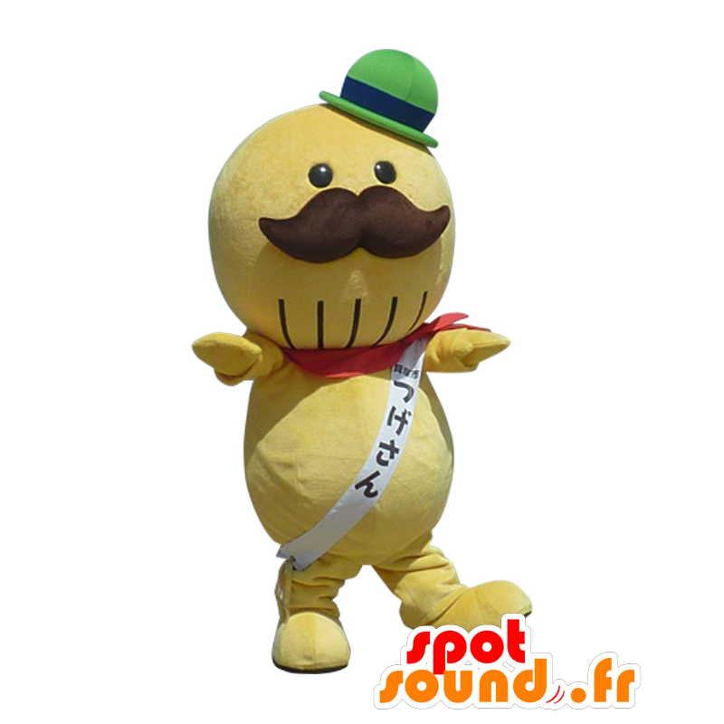 Mascotte de Tsuge-san, bonhomme rond, moustachu avec un chapeau - MASFR25490 - Mascottes Yuru-Chara Japonaises