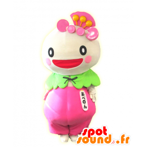 Abenon mascotte, rosa e bianco carattere allegro - MASFR25491 - Yuru-Chara mascotte giapponese