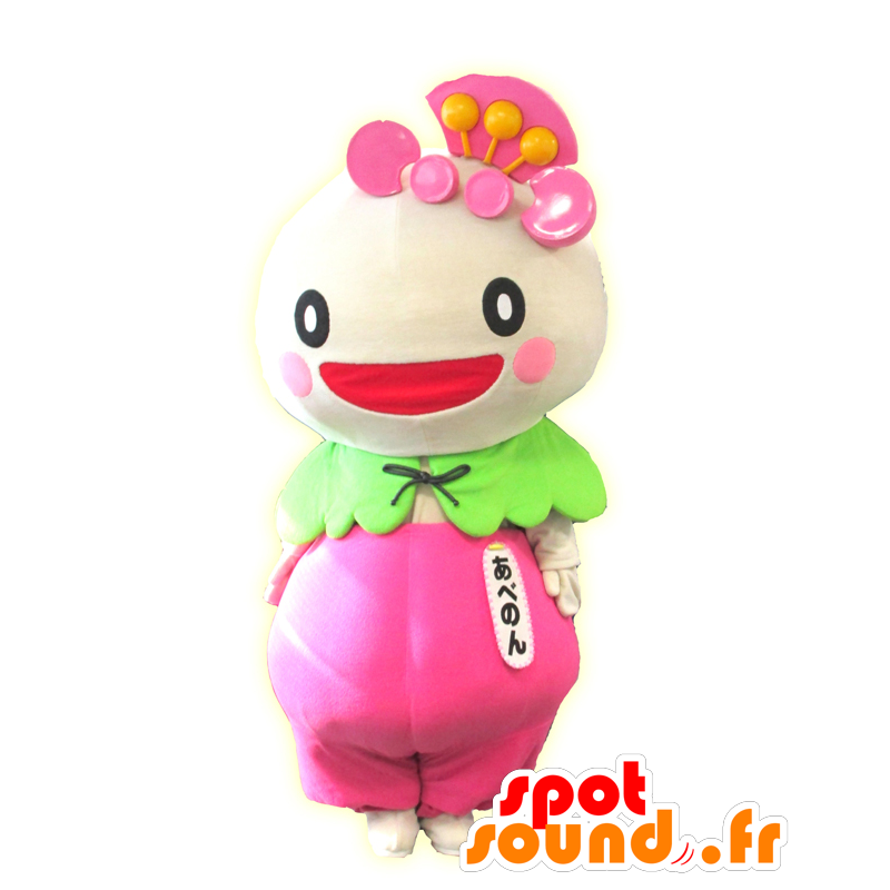 Mascot Abenon, roze en wit karakter, vrolijk - MASFR25491 - Yuru-Chara Japanse Mascottes