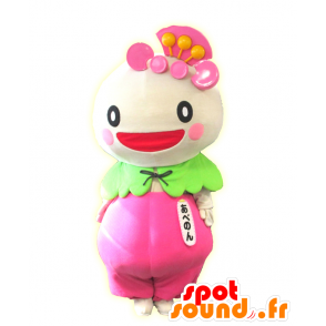 Abenon mascot, pink and white character cheerful - MASFR25491 - Yuru-Chara Japanese mascots