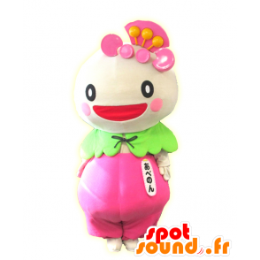 Mascot Abenon, vaaleanpunainen ja valkoinen merkki, iloinen - MASFR25491 - Mascottes Yuru-Chara Japonaises