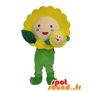 Mascot Saki Himawari-chan, gul og grønn solsikke, gigantiske - MASFR25492 - Yuru-Chara japanske Mascots