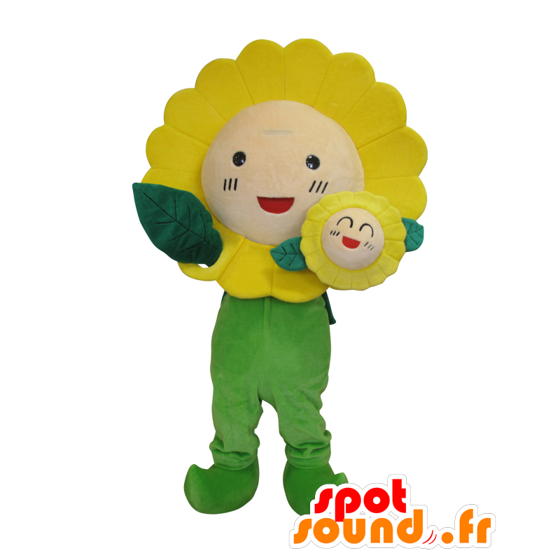 Mascot Saki Himawari-chan, geel en groen zonnebloem, reuze - MASFR25492 - Yuru-Chara Japanse Mascottes