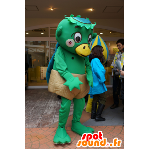 Mascota del pato verde y amarillo, con pantalones cortos de color marrón - MASFR25493 - Yuru-Chara mascotas japonesas
