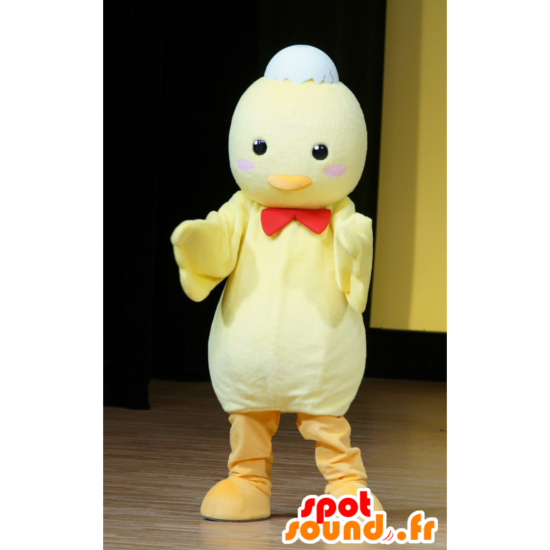 Giallo pulcino mascotte, canarino, con una cravatta a farfalla - MASFR25497 - Yuru-Chara mascotte giapponese