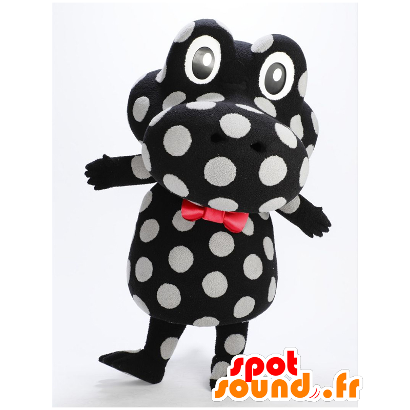 Mascot Krocodila, musta krokotiili kanssa valkoisia pisteitä - MASFR25499 - Mascottes Yuru-Chara Japonaises