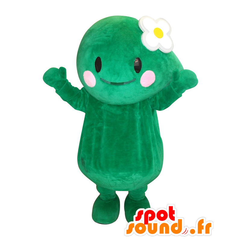 Mascota Makity, hombre verde, con una flor en su cabeza - MASFR25500 - Yuru-Chara mascotas japonesas