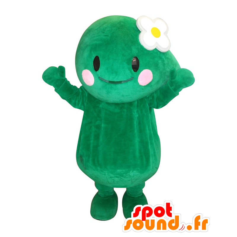 Mascot Makity, grønn mann, med en blomst på hodet - MASFR25500 - Yuru-Chara japanske Mascots
