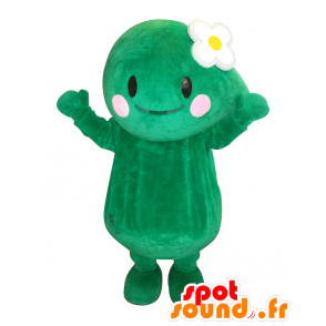 Mascotte de Makity, bonhomme vert, avec une fleur sur la tête - MASFR25500 - Mascottes Yuru-Chara Japonaises