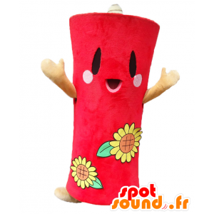 Mascotte d'Hipo-chan, de bougie rouge, avec des fleurs jaunes - MASFR25501 - Mascottes Yuru-Chara Japonaises