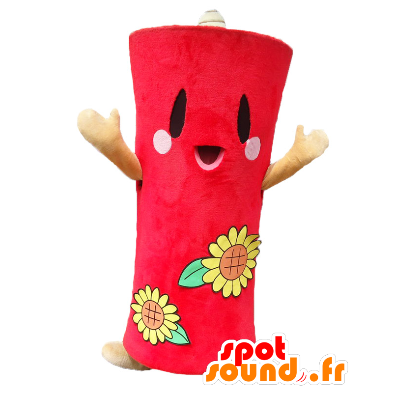 Mascot Hipo-chan, rode kaars met gele bloemen - MASFR25501 - Yuru-Chara Japanse Mascottes