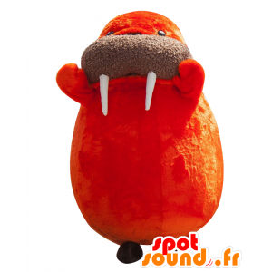 Mascotte de Walky, morse orange et marron, avec des défenses - MASFR25502 - Mascottes Yuru-Chara Japonaises