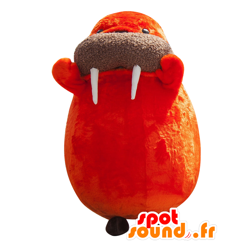 Walky-Maskottchen, orange und braun Walross mit den Stoßzähnen - MASFR25502 - Yuru-Chara japanischen Maskottchen