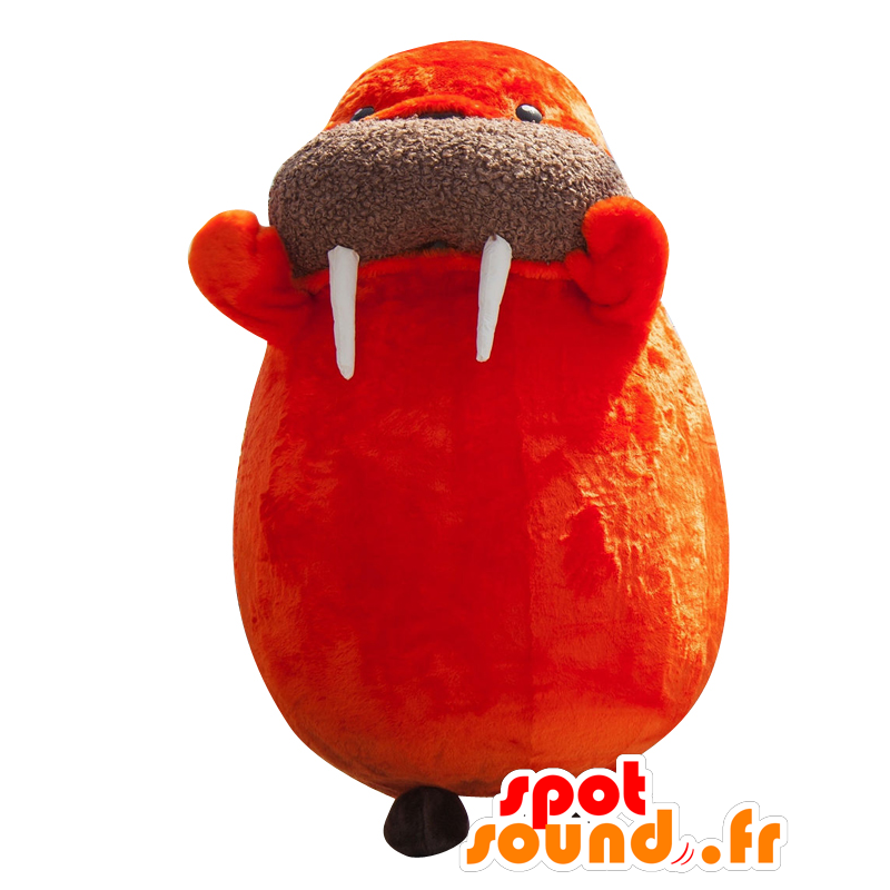 Mascota Walky, morsa naranja y marrón con colmillos - MASFR25502 - Yuru-Chara mascotas japonesas