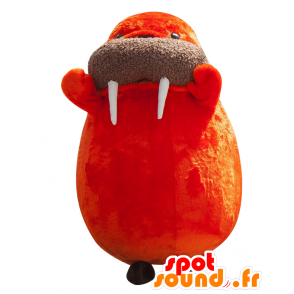 Walky-Maskottchen, orange und braun Walross mit den Stoßzähnen - MASFR25502 - Yuru-Chara japanischen Maskottchen