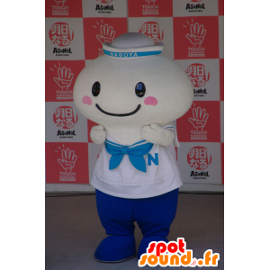 Hvit snømann maskot, kledd i matros Nagoya - MASFR25507 - Yuru-Chara japanske Mascots
