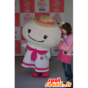 Hvit snømann maskot, kledd i matros Nagoya - MASFR25508 - Yuru-Chara japanske Mascots