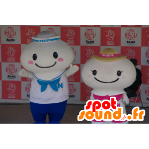 2 mascotas becarios en blanco marinero trajes - MASFR25509 - Yuru-Chara mascotas japonesas