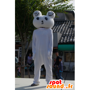 Witte teddybeer mascotte en donker, zacht en schattig - MASFR25510 - Yuru-Chara Japanse Mascottes