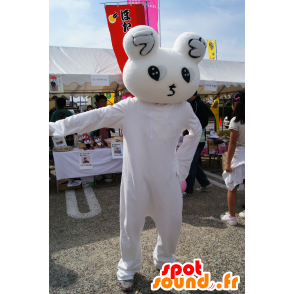 Witte teddybeer mascotte en donker, zacht en schattig - MASFR25510 - Yuru-Chara Japanse Mascottes