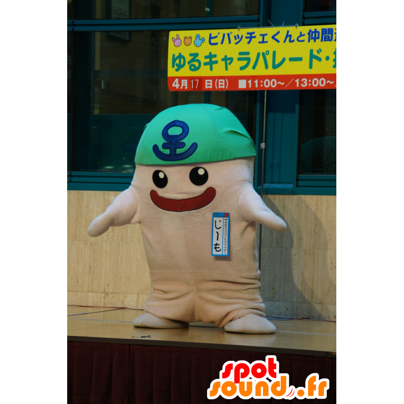 Mascote do boneco de neve branco, com uma bandana verde - MASFR25512 - Yuru-Chara Mascotes japoneses