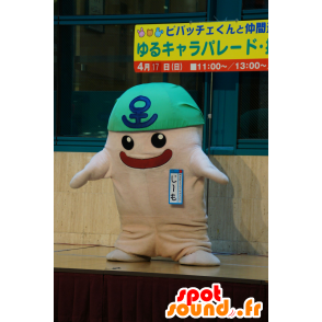 Mascotte de bonhomme blanc, avec un bandana vert - MASFR25512 - Mascottes Yuru-Chara Japonaises