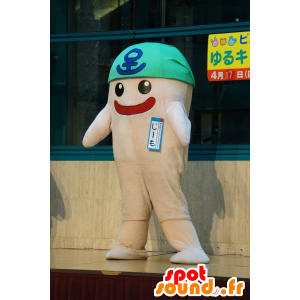 Hvit snømann maskot, med en grønn bandana - MASFR25512 - Yuru-Chara japanske Mascots