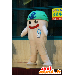 Mascotte de bonhomme blanc, avec un bandana vert - MASFR25512 - Mascottes Yuru-Chara Japonaises