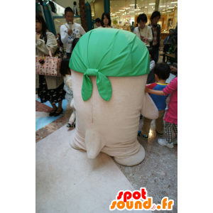 Bianco pupazzo mascotte, una bandana verde con - MASFR25512 - Yuru-Chara mascotte giapponese