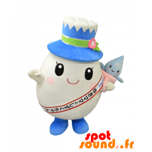 Mascotte de Yukimama, d'œuf blanc géant, avec un grand chapeau - MASFR25514 - Mascottes Yuru-Chara Japonaises