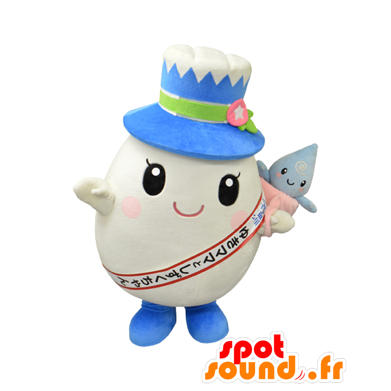 Mascot Yukimama, jättiläinen valkoinen muna isolla hattu - MASFR25514 - Mascottes Yuru-Chara Japonaises