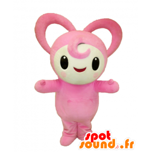 Rosa mascotte ragazza, gatto, con le grandi orecchie - MASFR25517 - Yuru-Chara mascotte giapponese