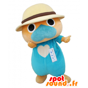Mascotte Nanji, lontra, arancio e blu orsacchiotto - MASFR25521 - Yuru-Chara mascotte giapponese