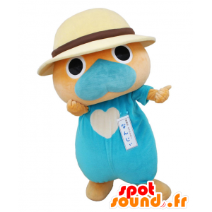 Mascotte de Nanji, de loutre, de nounours orange et bleu - MASFR25521 - Mascottes Yuru-Chara Japonaises