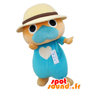 Maskot Nanji, vydra, oranžové a modré teddy - MASFR25521 - Yuru-Chara japonské Maskoti